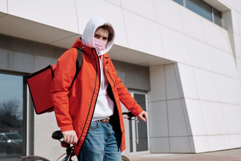 Delivery Man Wearing a Face Mask