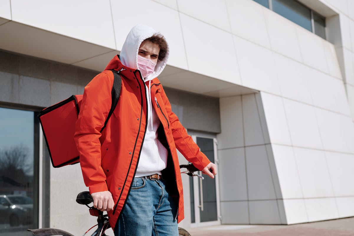 Delivery Man Wearing a Face Mask